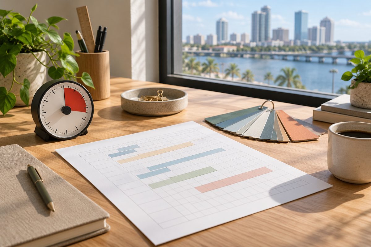 Duration planning worksheet and appointment chronograph at Miss Gloss studio